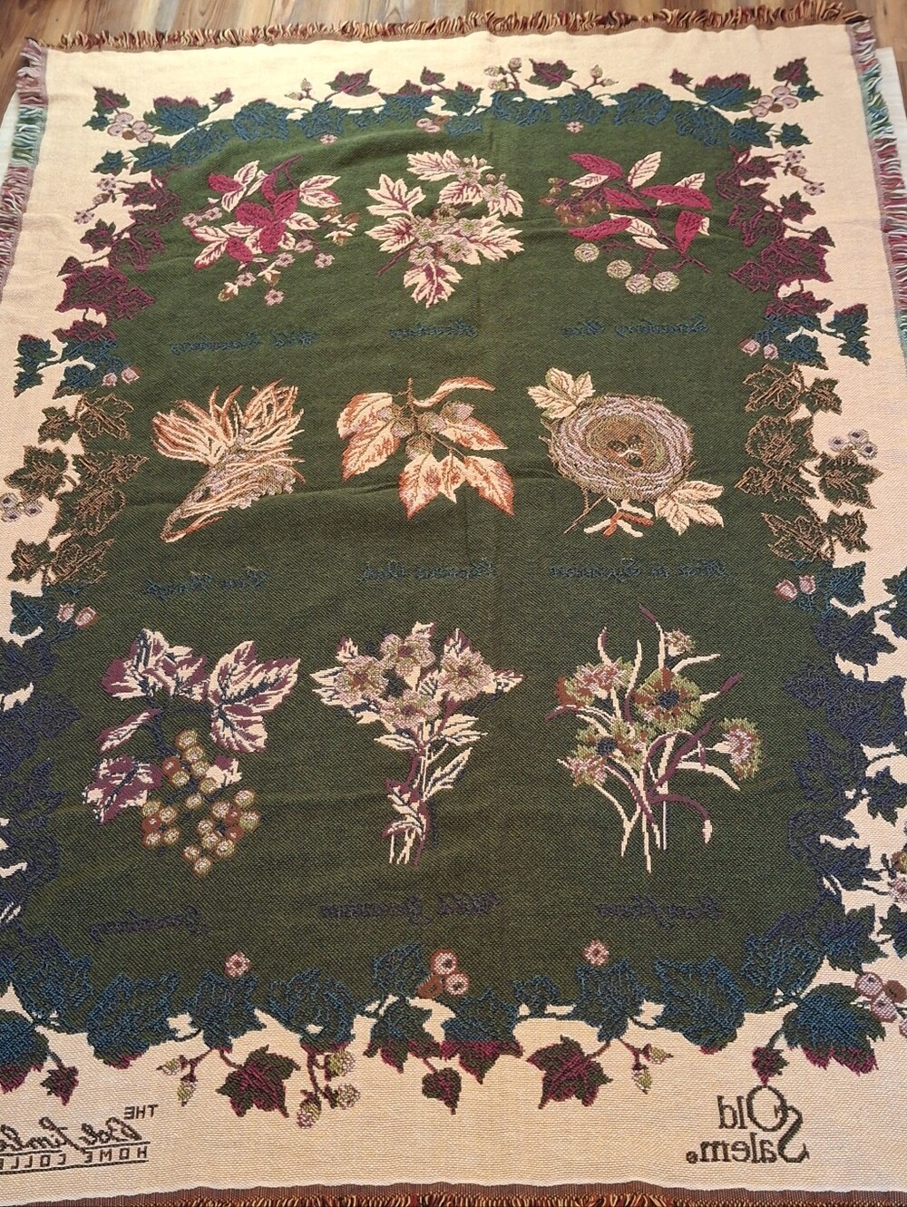 Vtg Bob Timberlake Home Collection Old Salem Floral Tree Tapestry Throw Blanket - Picture 8 of 11